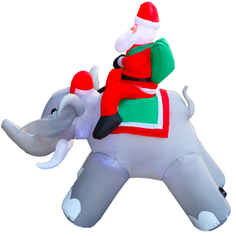 6Ft Seasonblow Inflatable Christmas Santa Claus riding an elephant