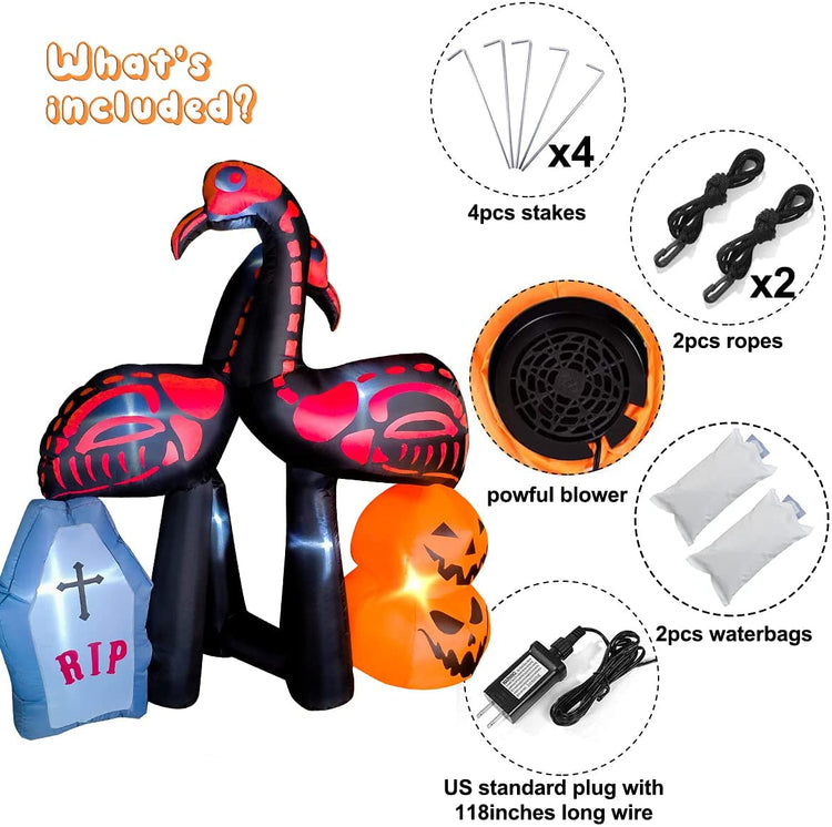 5ft Seasonblow Halloween Inflatable Skeleton Flamingo Tombstone Decoration
