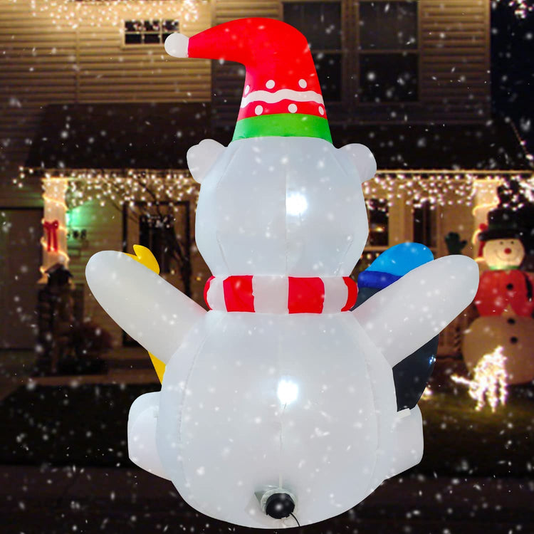 5ft Seasonblow Inflatable Christmas Polar Bear with Penguin Eat Cake Decoration
