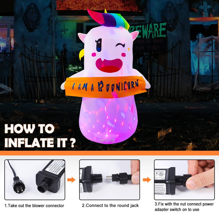 5ft Seasonblow Inflatable Halloween Cute Boonicorn Decoration