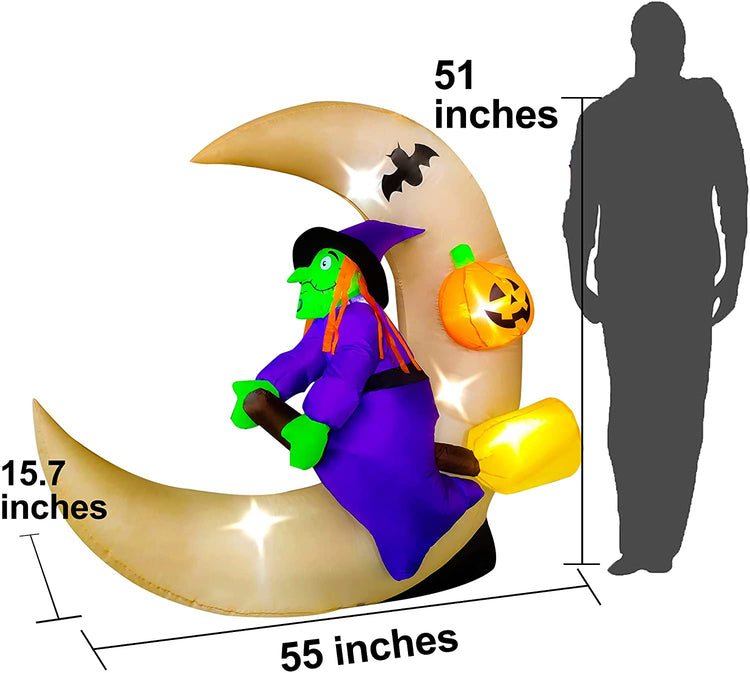 4 Ft Seasonblow Inflatable Halloween Moon Witch