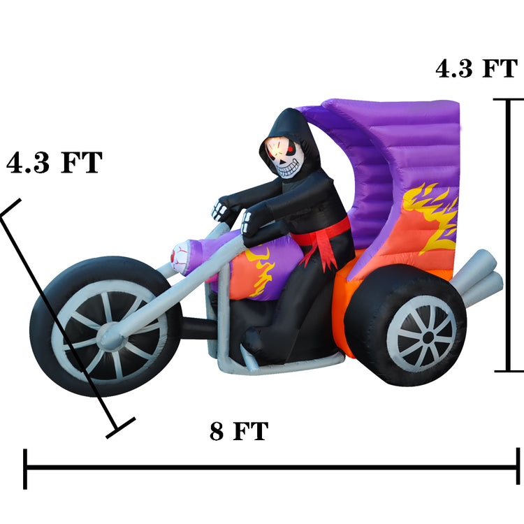 8 Ft Seasonblow Inflatable Halloween Devil Riding Motorcycle