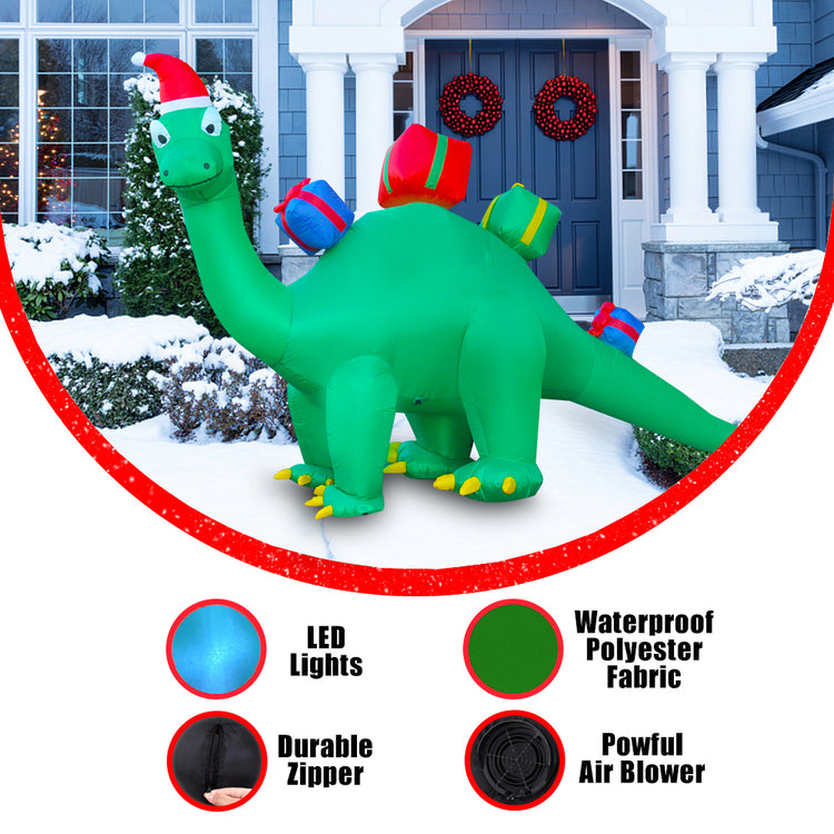11 FT SeasonBlow Inflatable Christmas Brachiosaurus Gift Box