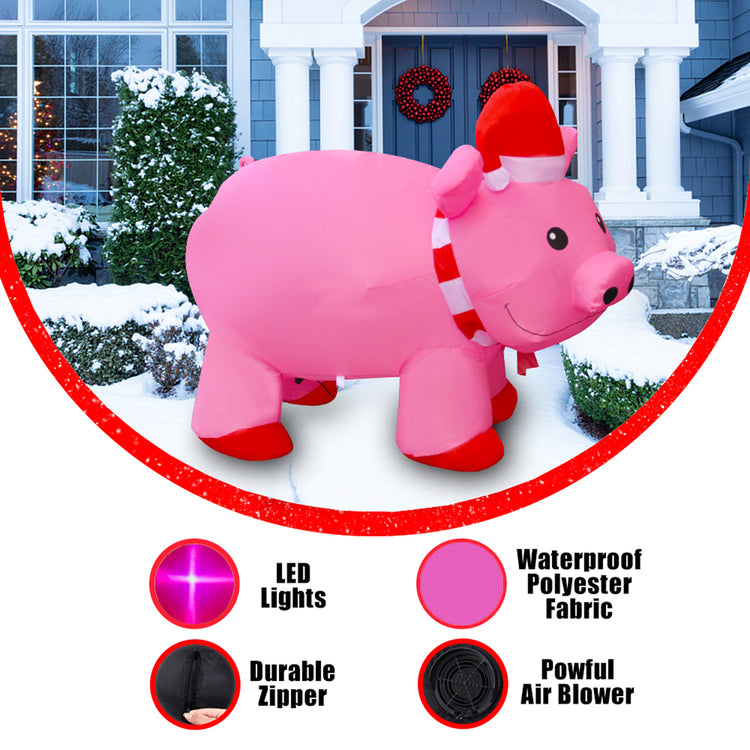4ft SeasonBlow Inflatable Christmas Pink Pig