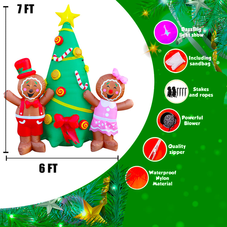 7Ft Seasonblow Inflatable Christmas Gingerbread Man Family