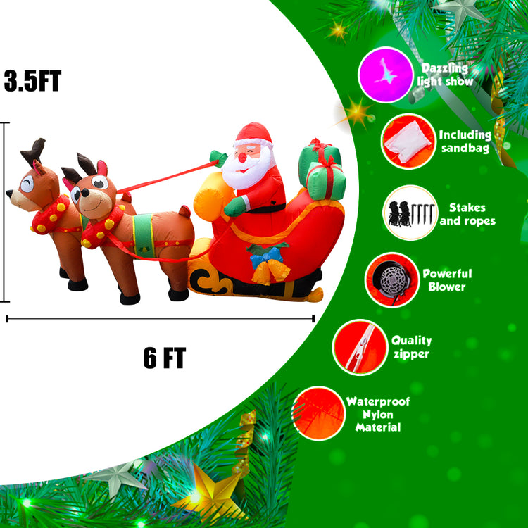 6Ft Seasonblow Inflatable Christmas double elk cart