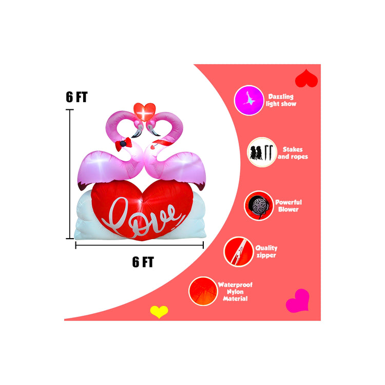 SeasonBlow 6Ft Inflatable Valentine's Day Love Flamingo.