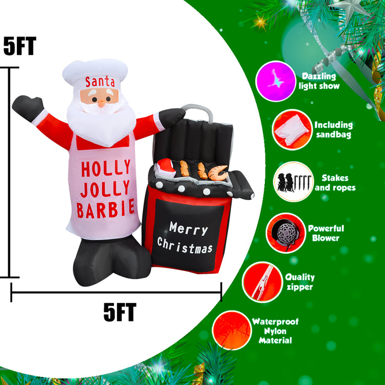 5Ft Seasonblow Inflatable Christmas barbecue elderly