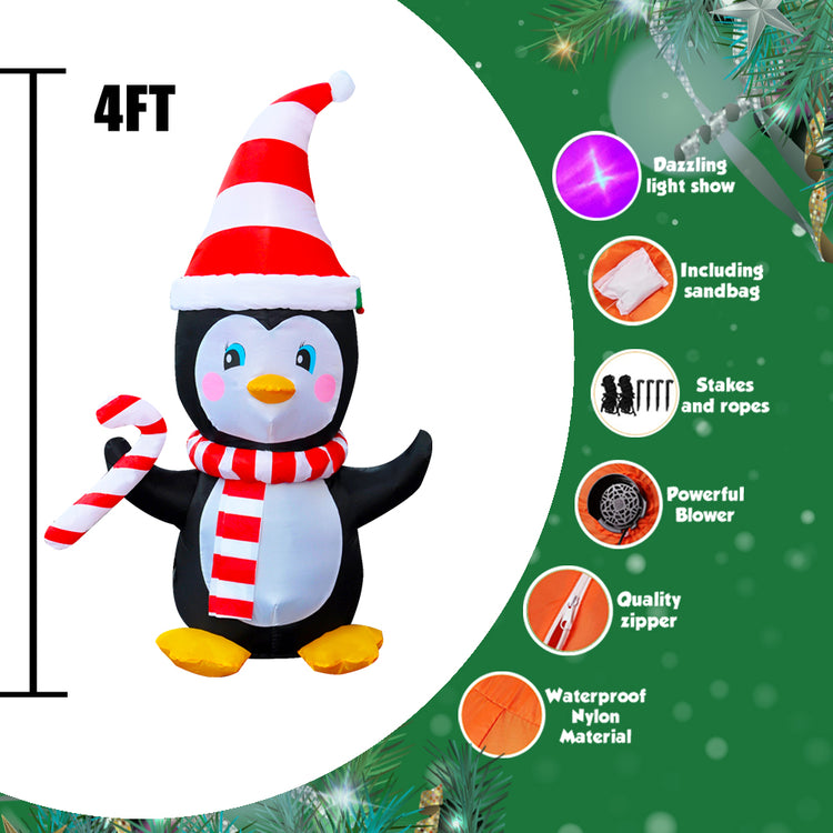 4FT Seasonblow Inflatable Penguin Holding Candy