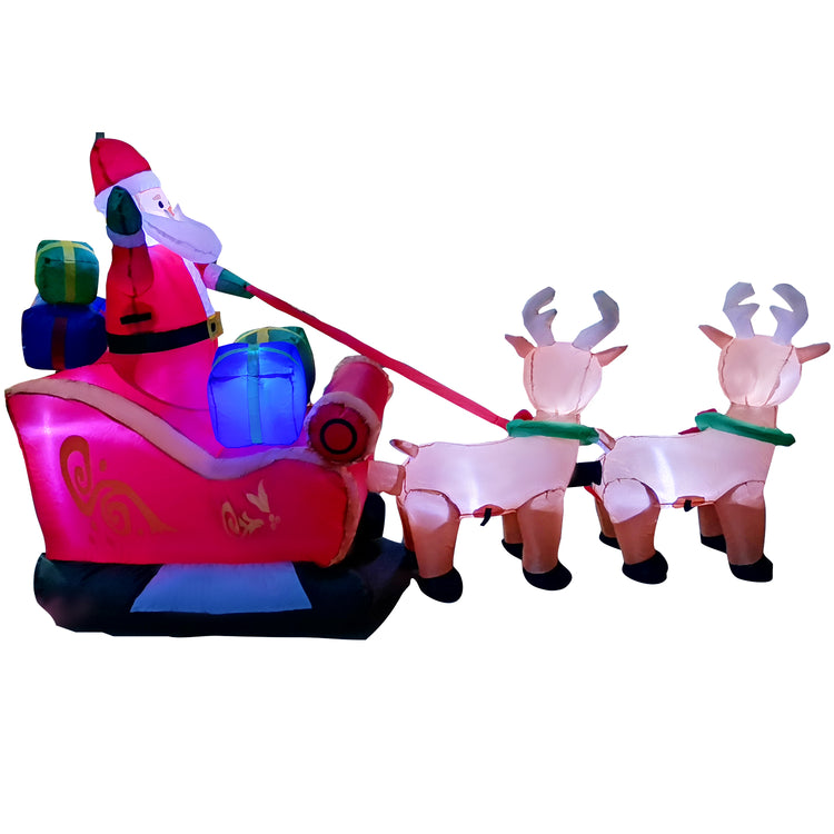 8Ft SeasonBlow Inflatable Christmas Double Deer Sleigh Carrying Gift Box