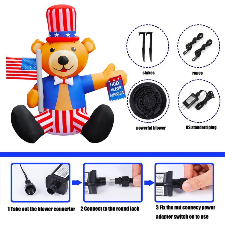 5Ft Seasonblow Inflatable Independence Day Little Bear