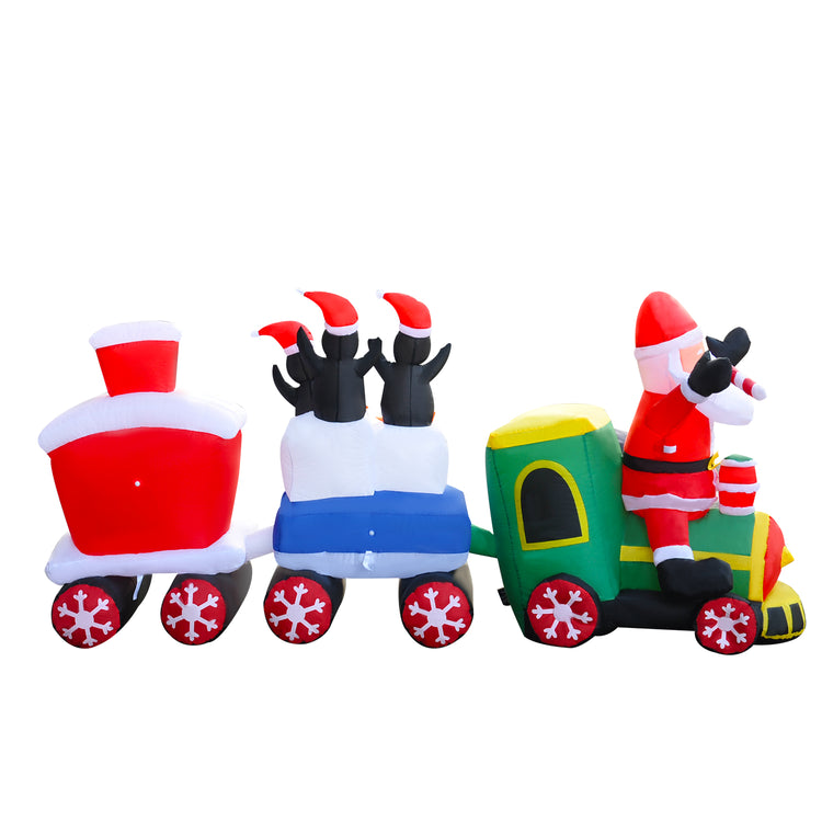 8Ft SeasonBlow Inflatable Christmas Santa Claus Drives The Train