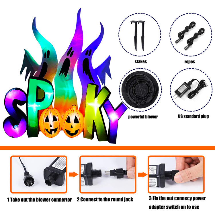 8Ft Seasonblow Halloween Inflatable White Ghost Family