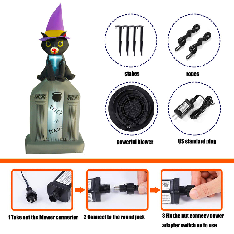 4.5 Ft Seasonblow Inflatable Halloween cat on tombstone