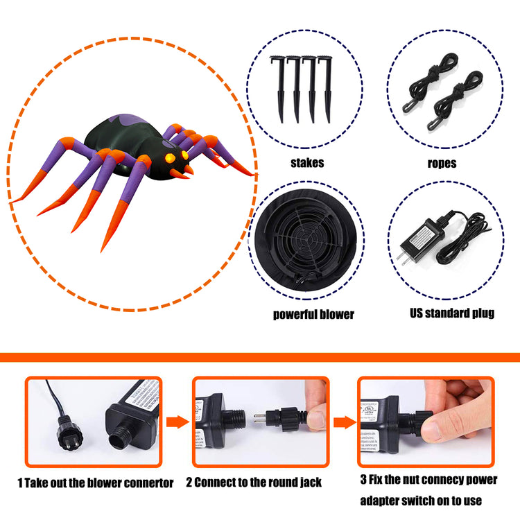 8Ft Seasonblow Halloween Inflatable Horror Spider