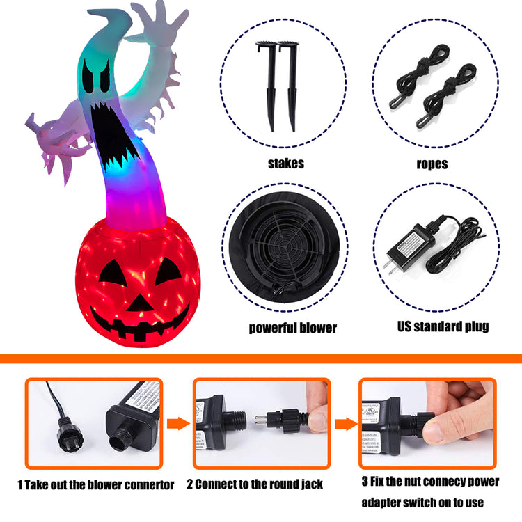 6Ft Seasonblow Halloween Inflatable Pumpkin Ghost
