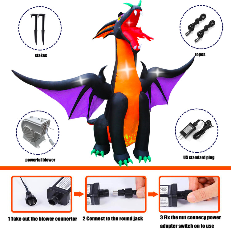9 x 12Ft Seasonblow Inflatable Halloween Big Dragon