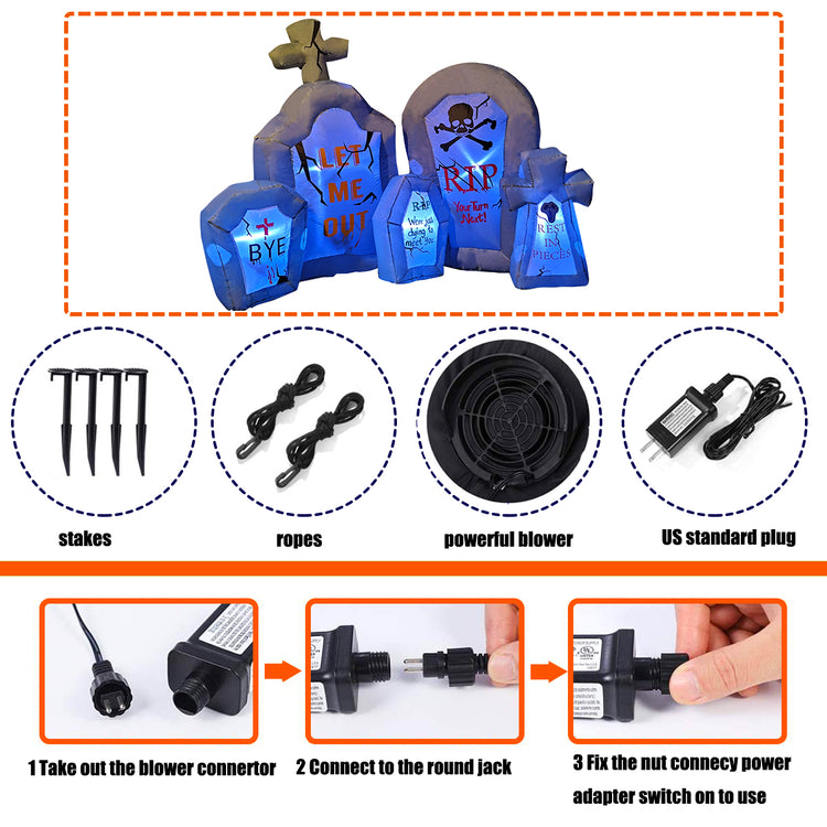 6.6Ft Seasonblow Halloween Inflatable Tombstone Set