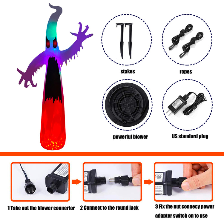 10Ft Seasonblow Halloween Red Eyes White Ghost