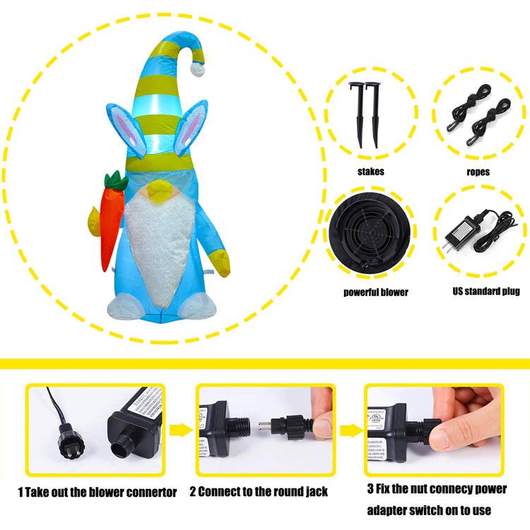 4ft Seasonblow Inflatable Easter Blue Swedish Gnome Decoration.