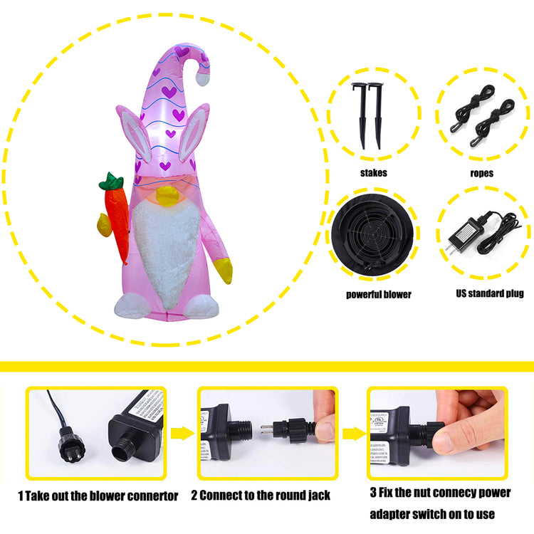 4ft Seasonblow Inflatable Easter Pink Swedish Gnome Decoration.