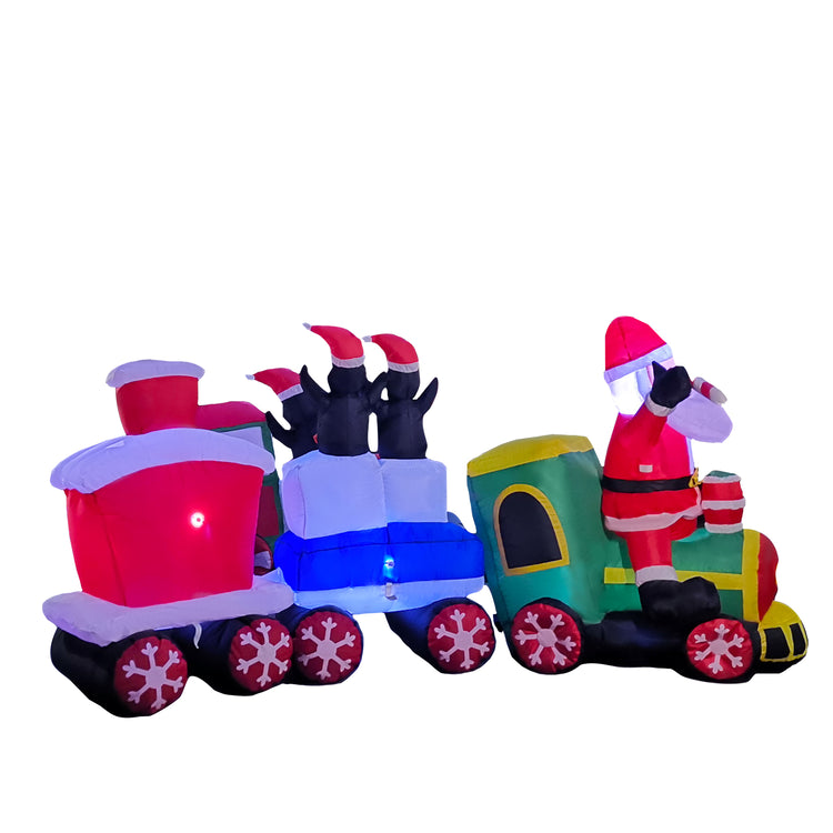 8Ft SeasonBlow Inflatable Christmas Santa Claus Drives The Train