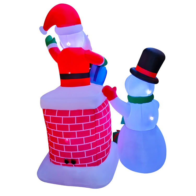 10Ft Seasonblow Inflatable Christmas Chimney Santa Claus and Snowman