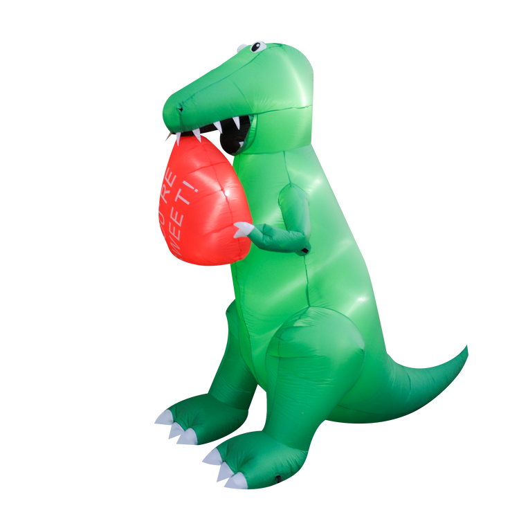 8Ft SeasonBlow Inflatable Valentine's Day Dinosaur Handheld Heart.