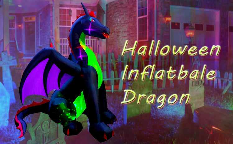 9Ft Seasonblow Halloween Inflatable Sitting Green Dragon