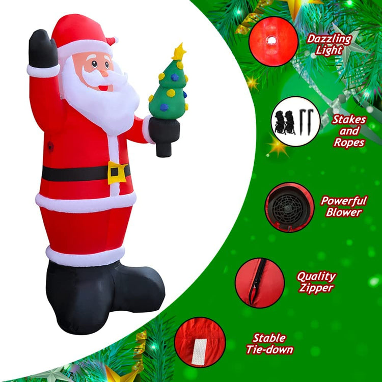 9Ft SeasonBlow Inflatable Christmas Santa Claus holding Christmas tree