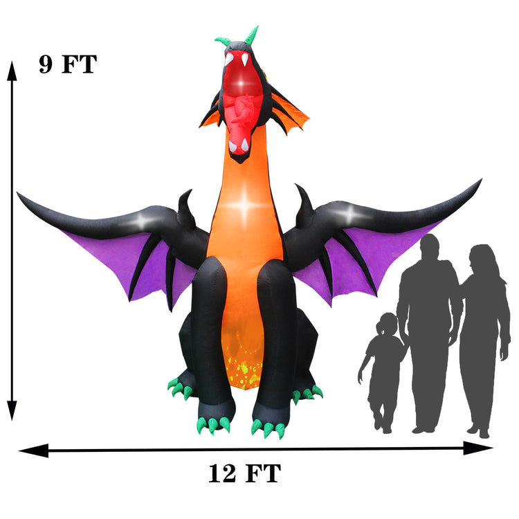 9 x 12Ft Seasonblow Inflatable Halloween Big Dragon