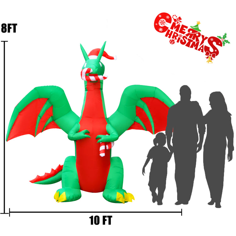 10Ft Seasonblow Inflatable Christmas Dragon Bite Candy Bar