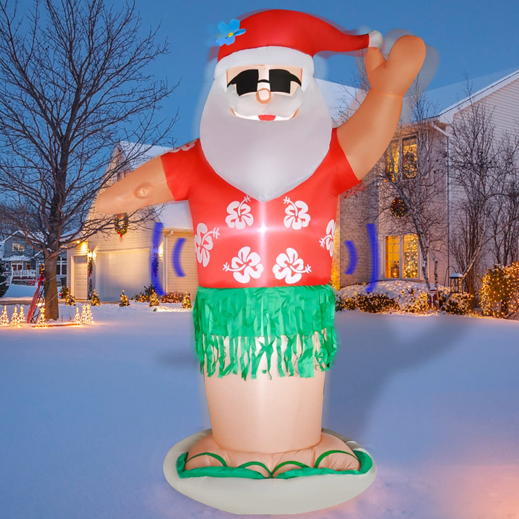 7 Ft Christmas Inflatables Hula Santa, Inflatable Hawaiian Santa with Led Lights Christmas Blow up Outdoor Lawn Yard Party Decor