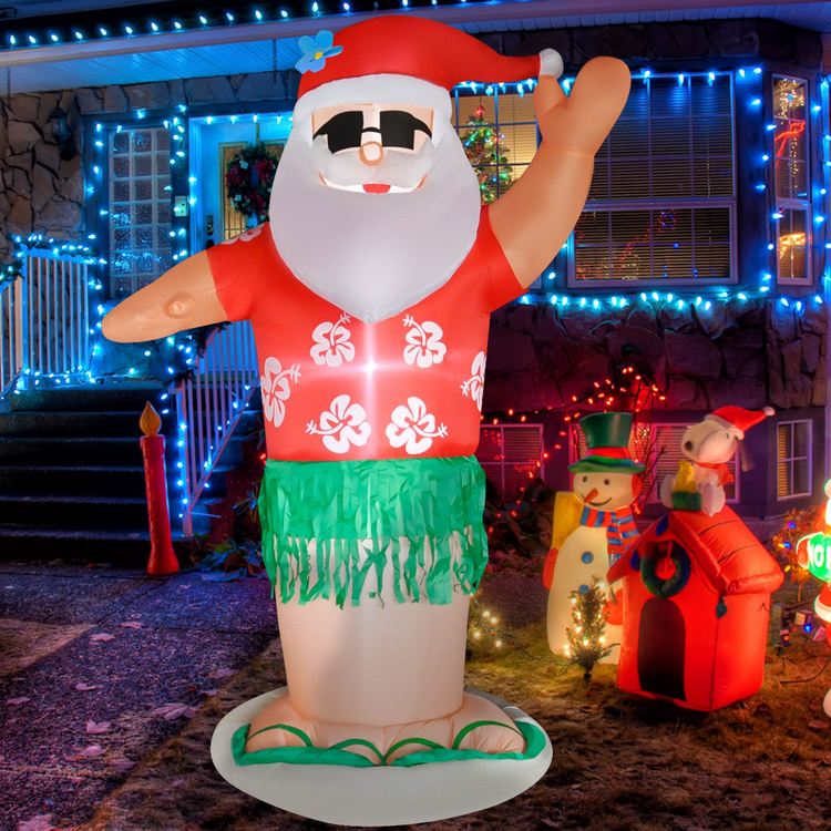 7 Ft Christmas Inflatables Hula Santa, Inflatable Hawaiian Santa with Led Lights Christmas Blow up Outdoor Lawn Yard Party Decor