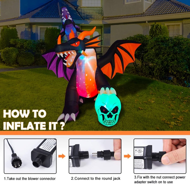 11 FT Inflatable Halloween Giant Fire & Ice Twin-Headed Dragon Decoration, Flash LED Blow Up Lighted Decor Indoor Outdoor Holiday Art Decor Decorations