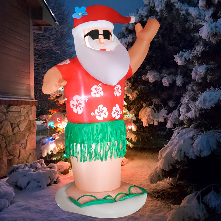 7 Ft Christmas Inflatables Hula Santa, Inflatable Hawaiian Santa with Led Lights Christmas Blow up Outdoor Lawn Yard Party Decor