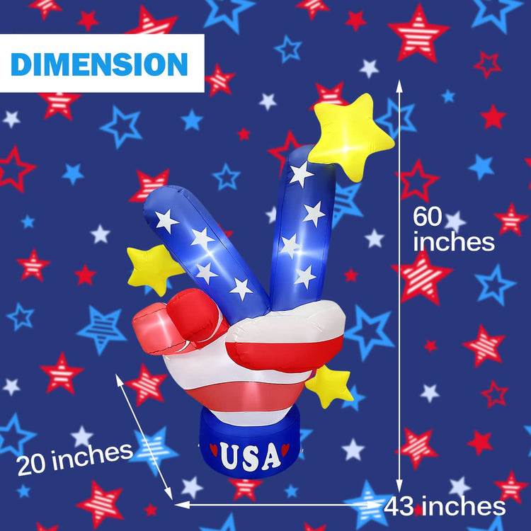 5Ft Seasonblow Inflatable Independence Day Victory Sign