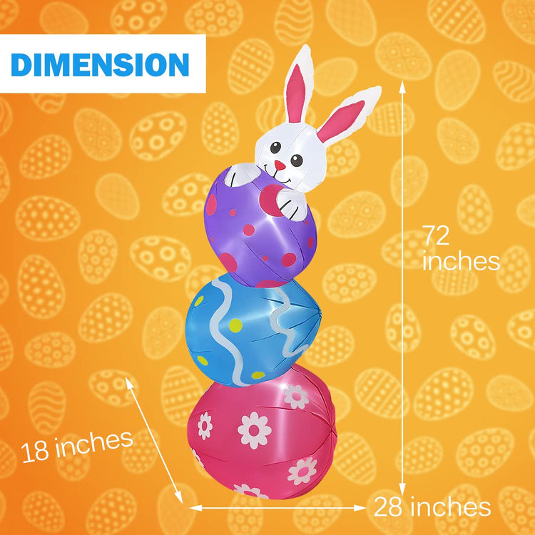 6ft Inflatable Easter Decoration Bunny with Eggs LED Blow Up Lighted Decor Indoor Outdoor Holiday Art Decor Decorations Clearance