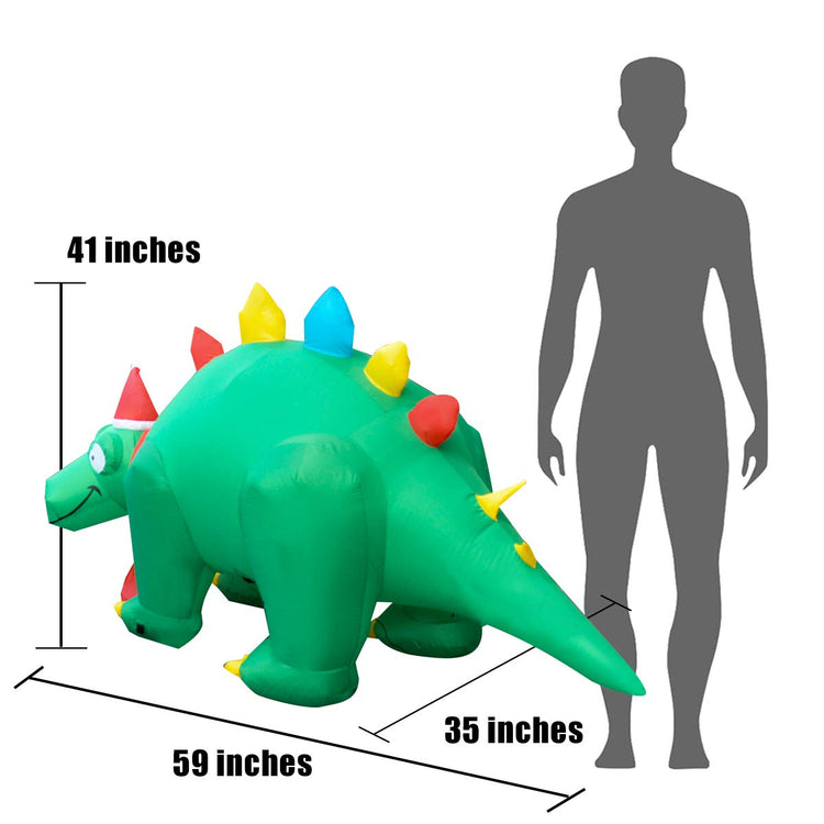 5ft Inflatable Christmas Stegosaurus LED Flashing Lighting Blow Up Lighted Decor Indoor Outdoor Holiday Art Decor Decorations