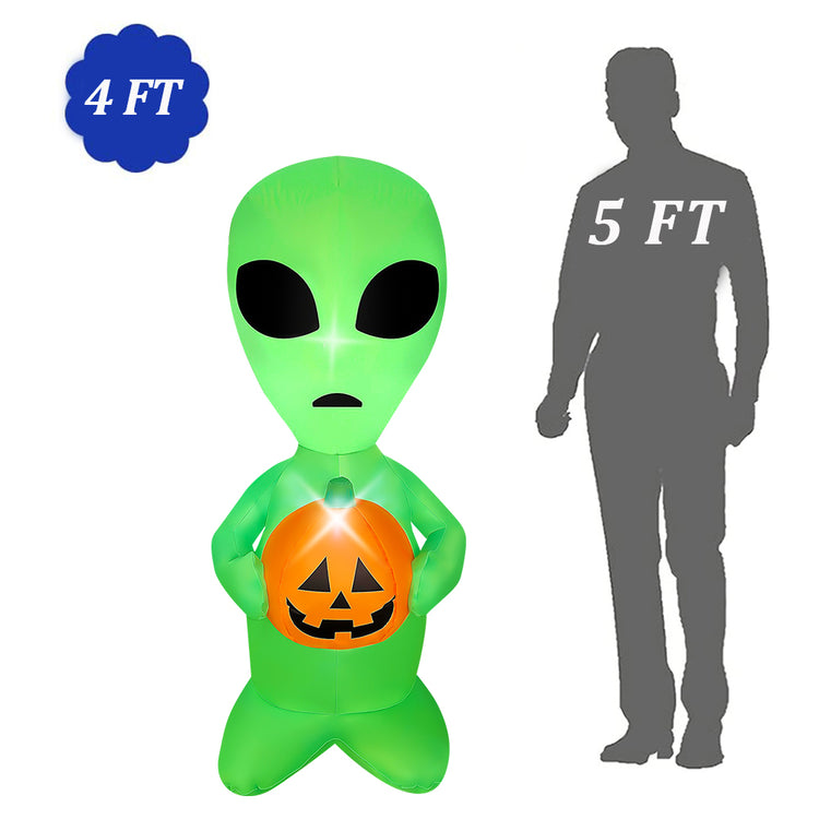 4 FT Halloween Inflatable Alien with Pumpkin Decorations