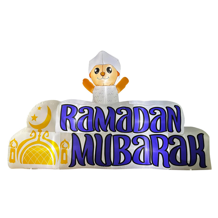 8 FT Inflatable Muslim Sheep Ramadan Mubarak Sign LED Lighted Blow Up Decoration for Celebrate Fasting, Introspection, and Prayer