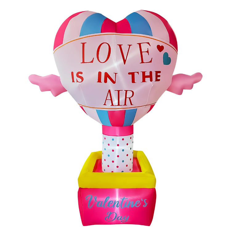 6 FT Inflatable Valentine's Day Heart Hot Air Balloon LED Lighted Blow Up Decoration for Birthday Wedding Anniversary Party Decor