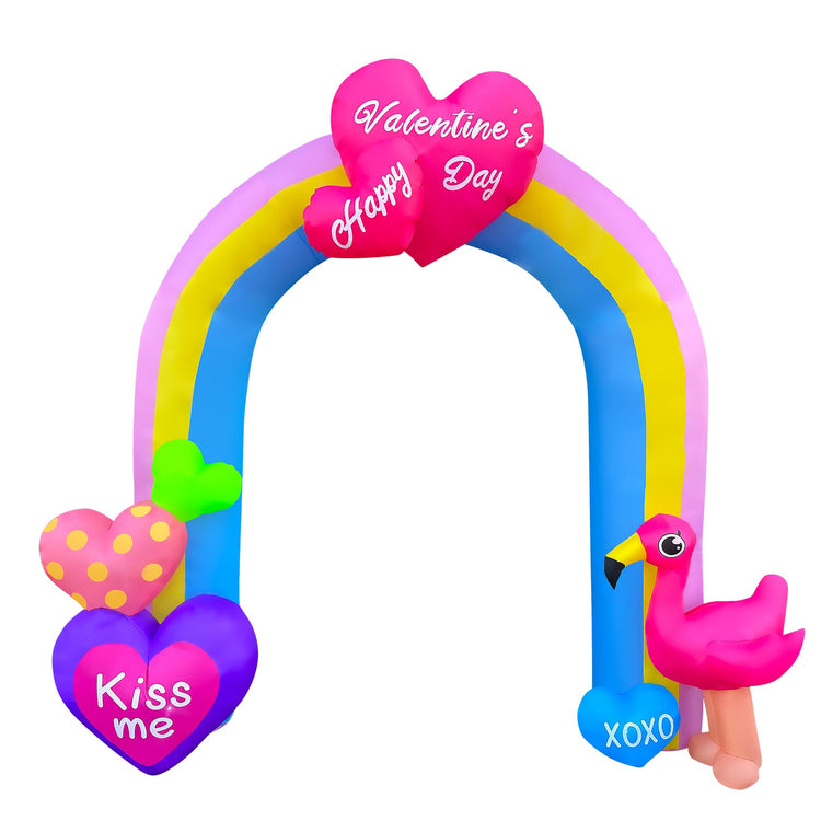 9 FT Inflatable Valentine's Day Archway Arch with Flamingo LED Light Up Decoration for Lawn Yard Garden Hloliday Party Outdoor Indoor Decor