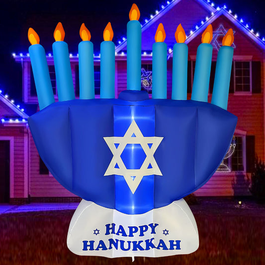 8 Ft LED Inflatable Hanukkah Menorah Decoration Blow up with LED Lighted Decor for Garden Lawn Yard Home Party Indoor Outdoor