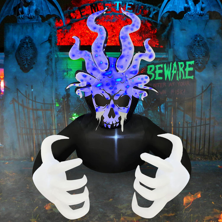 6 Ft Halloween Inflatable Octopus Skull Grim Reaper Spooky Decoration
