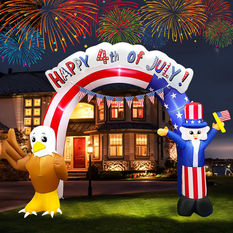 8Ft Long 4th of July Inflatables Archway Outdoor Decorations