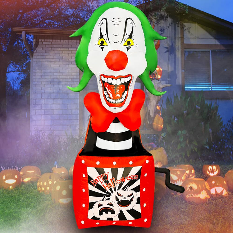 5 FT Halloween Inflatable Clown in The Box LED Lighted