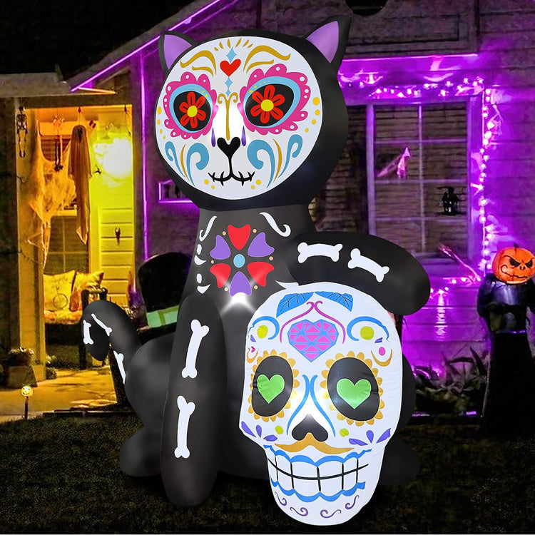 5FT Halloween Inflatable Day of The Dead Black Cat Decoration