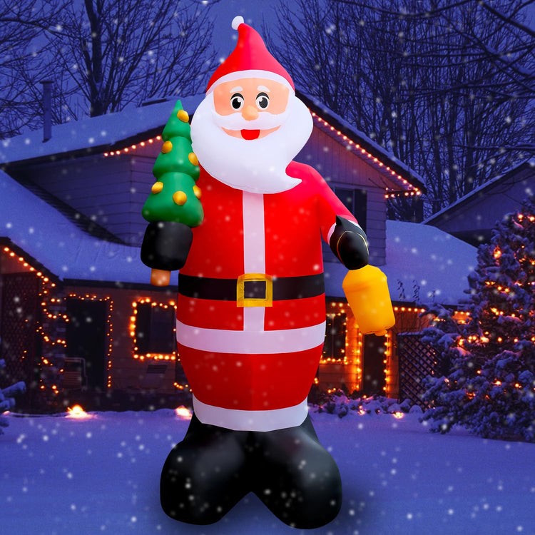 10 FT LED Light Up Inflatable Christmas Santa Claus with Xmas Tree Decoration