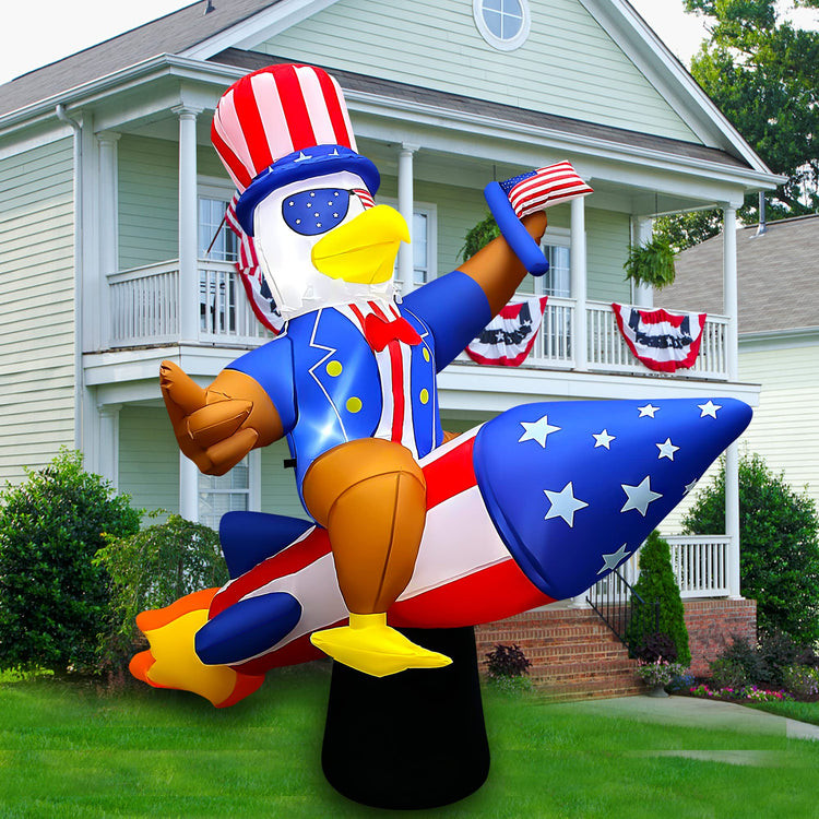 6 Ft Independence Day Inflatable Eagle on Rocket Decorations
